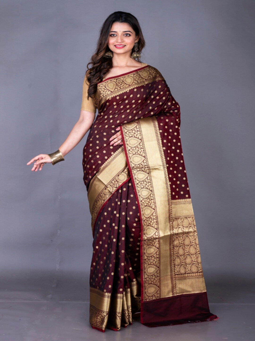 

Morchari Woven Design Zari Banarasi Saree, Maroon