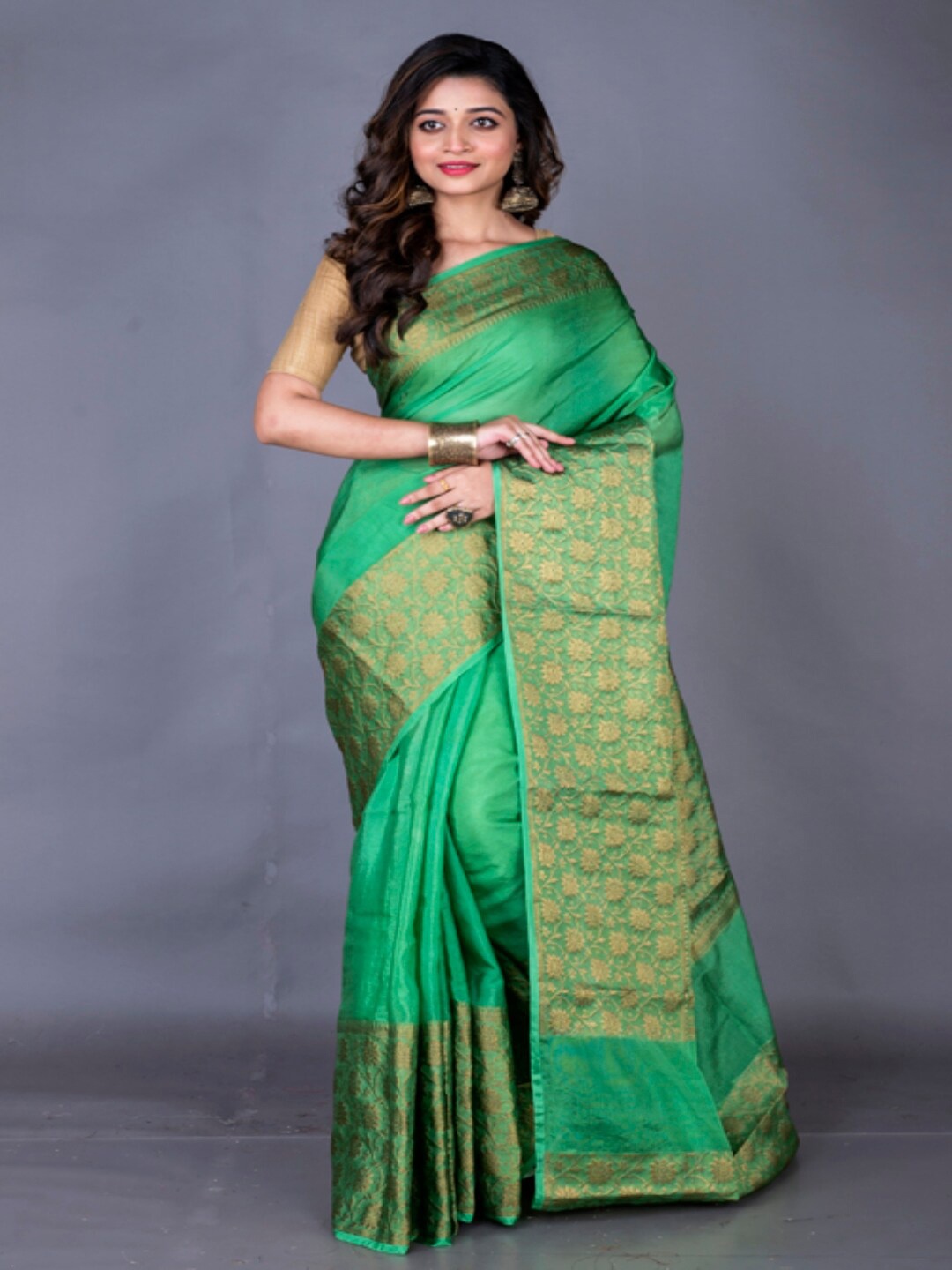 

Morchari Zari Pure Silk Banarasi Saree, Green