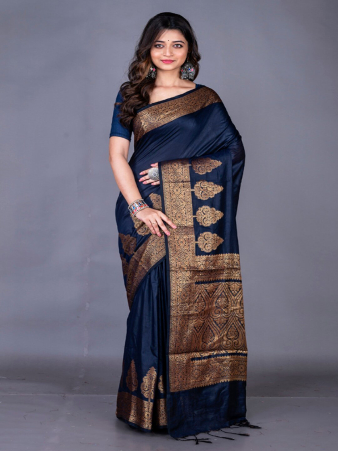 

Morchari Woven Design Zari Chanderi Saree, Blue
