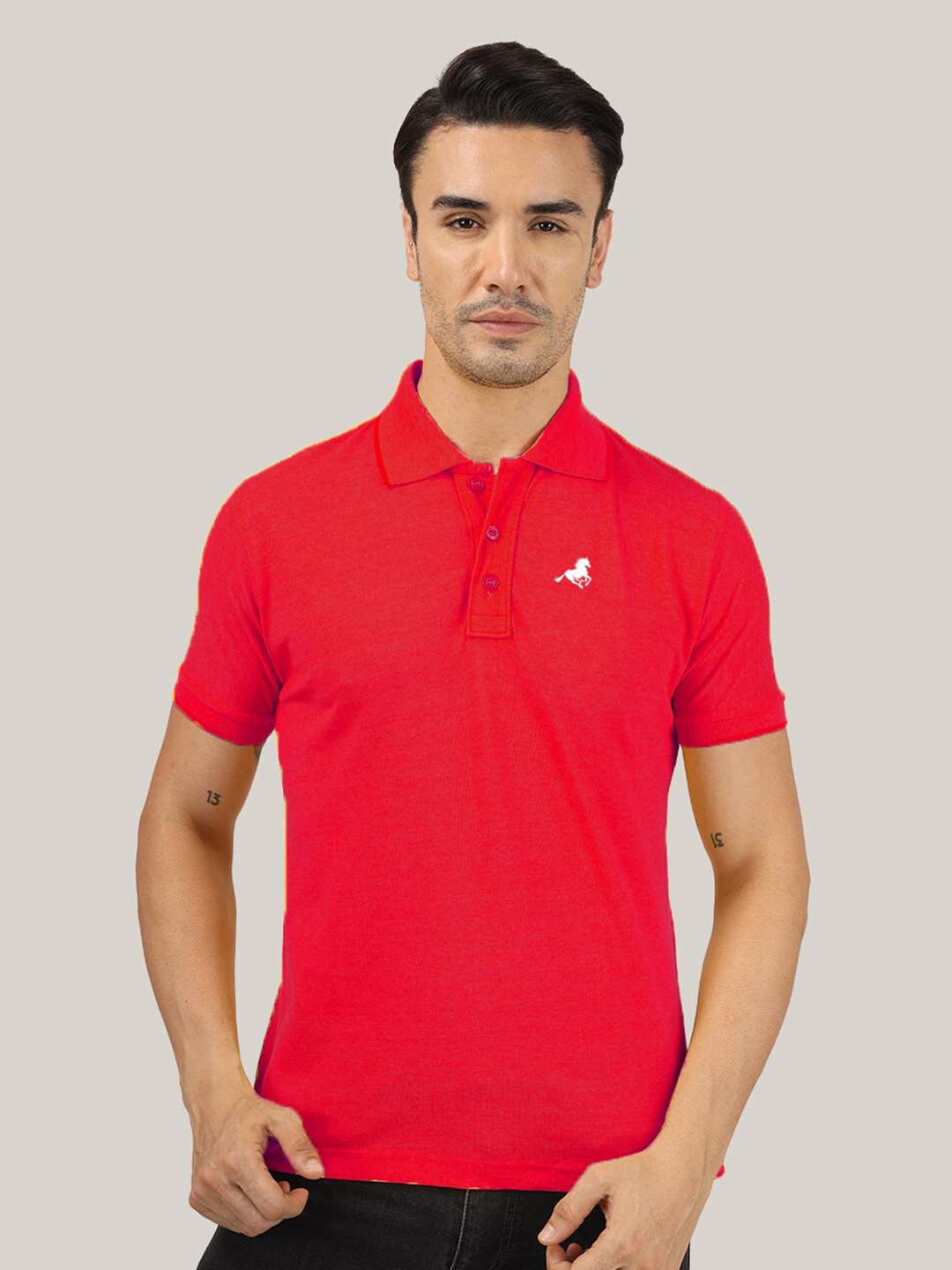 

Greylongg Polo Collar T-shirt, Red