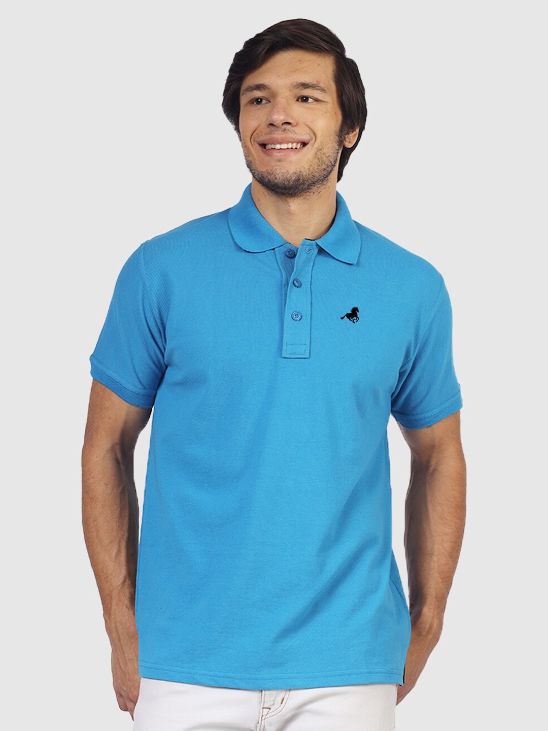 

Greylongg Polo Collar Cotton T-shirt, Blue