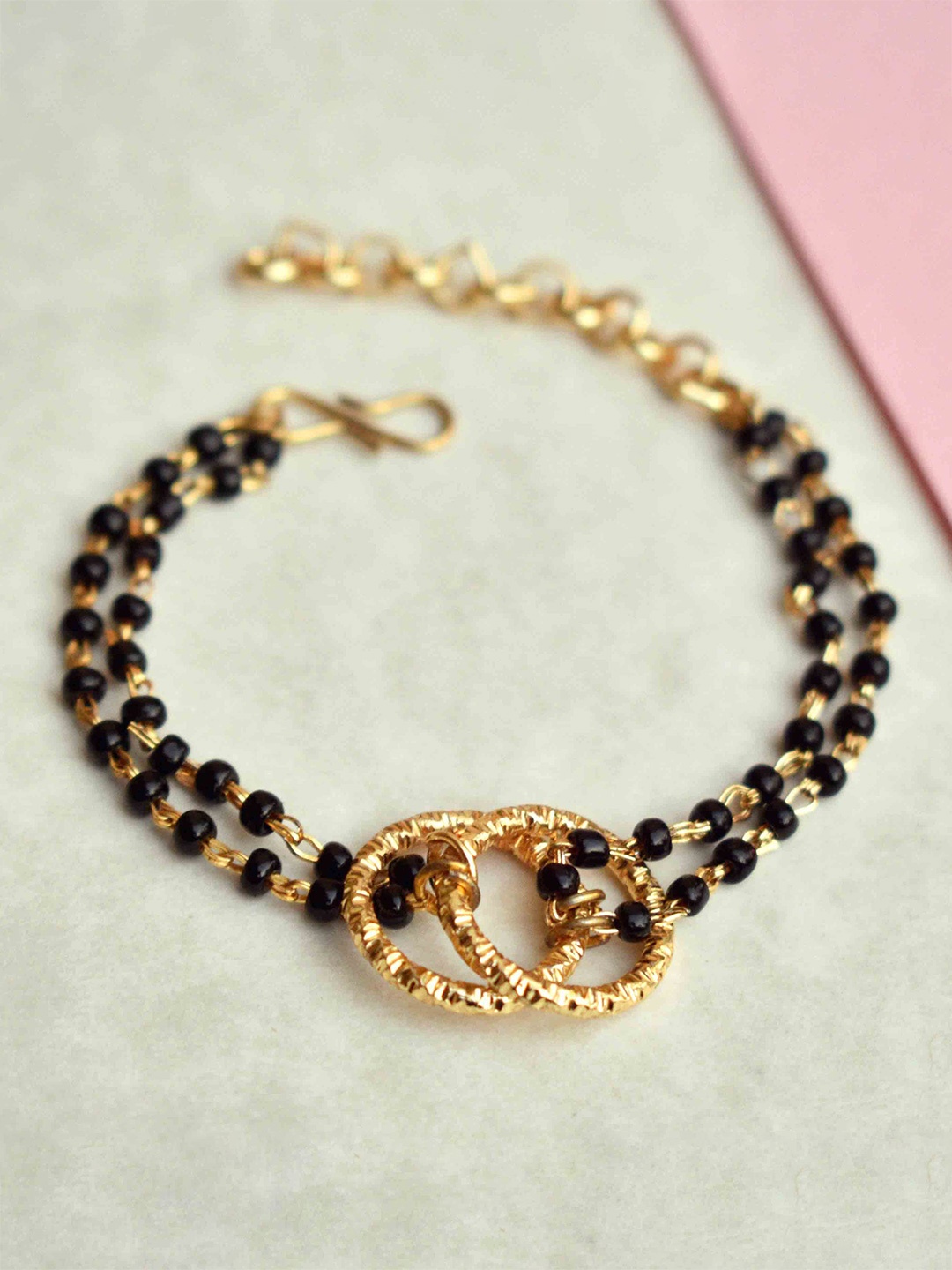 

BeAbhika Gold-Plated Stone Studded & Beaded Mangalsutra Bracelet