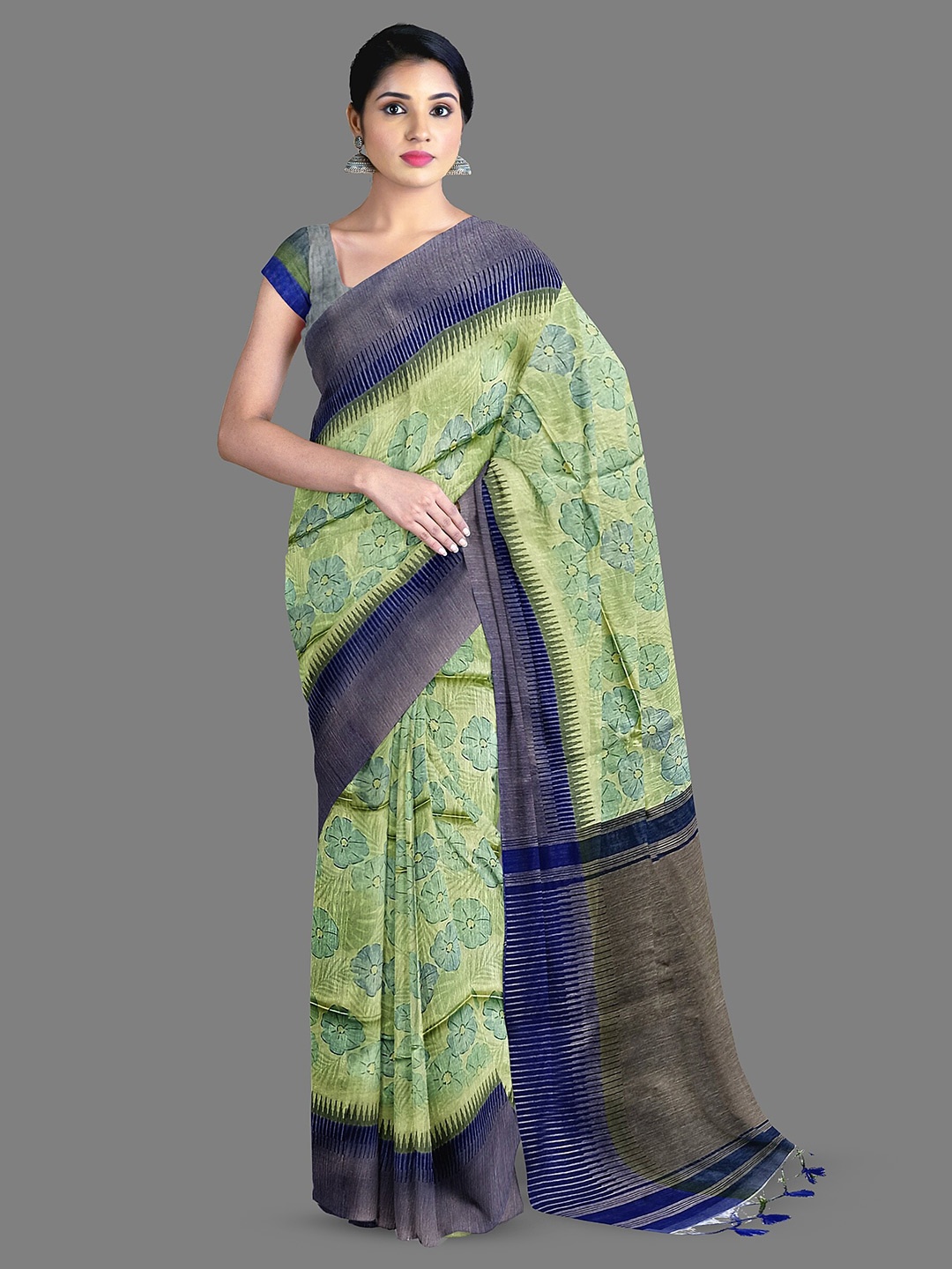 

The Chennai Silks Woven Design Zari Chanderi Saree, Green