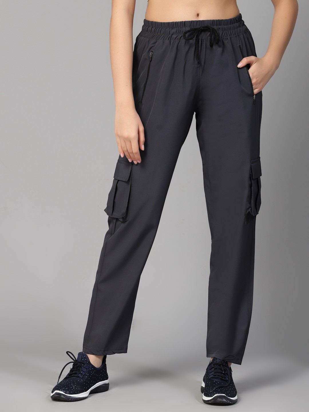 

UZARUS Women Mid-Rise Track Pants, Grey