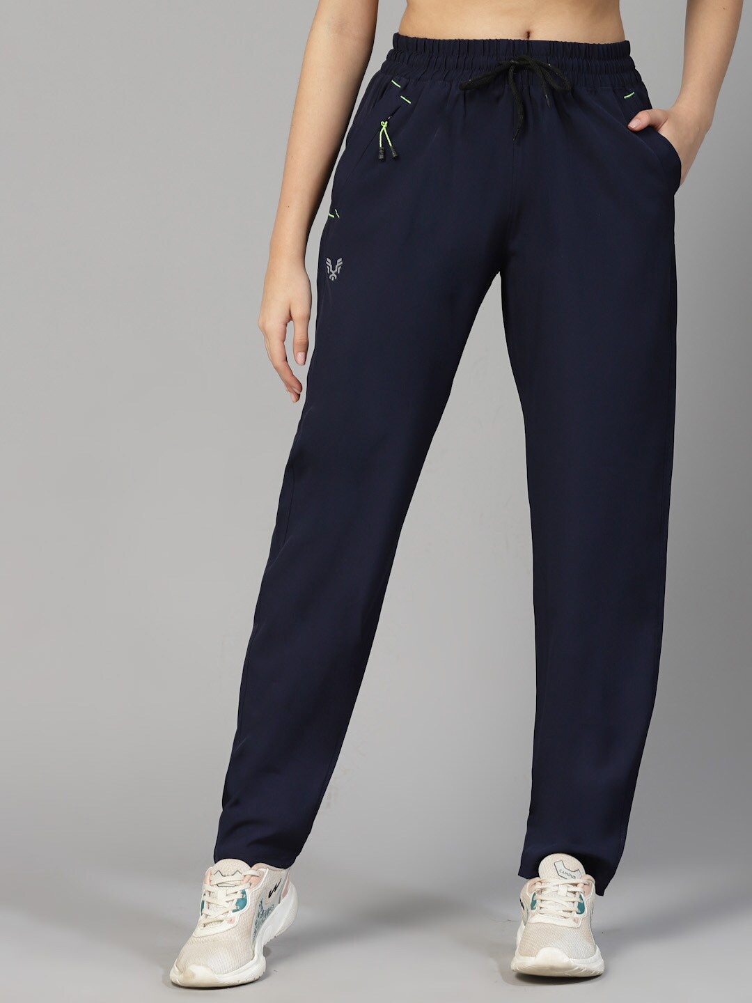 

UZARUS Women Mid-Rise Track Pants, Navy blue