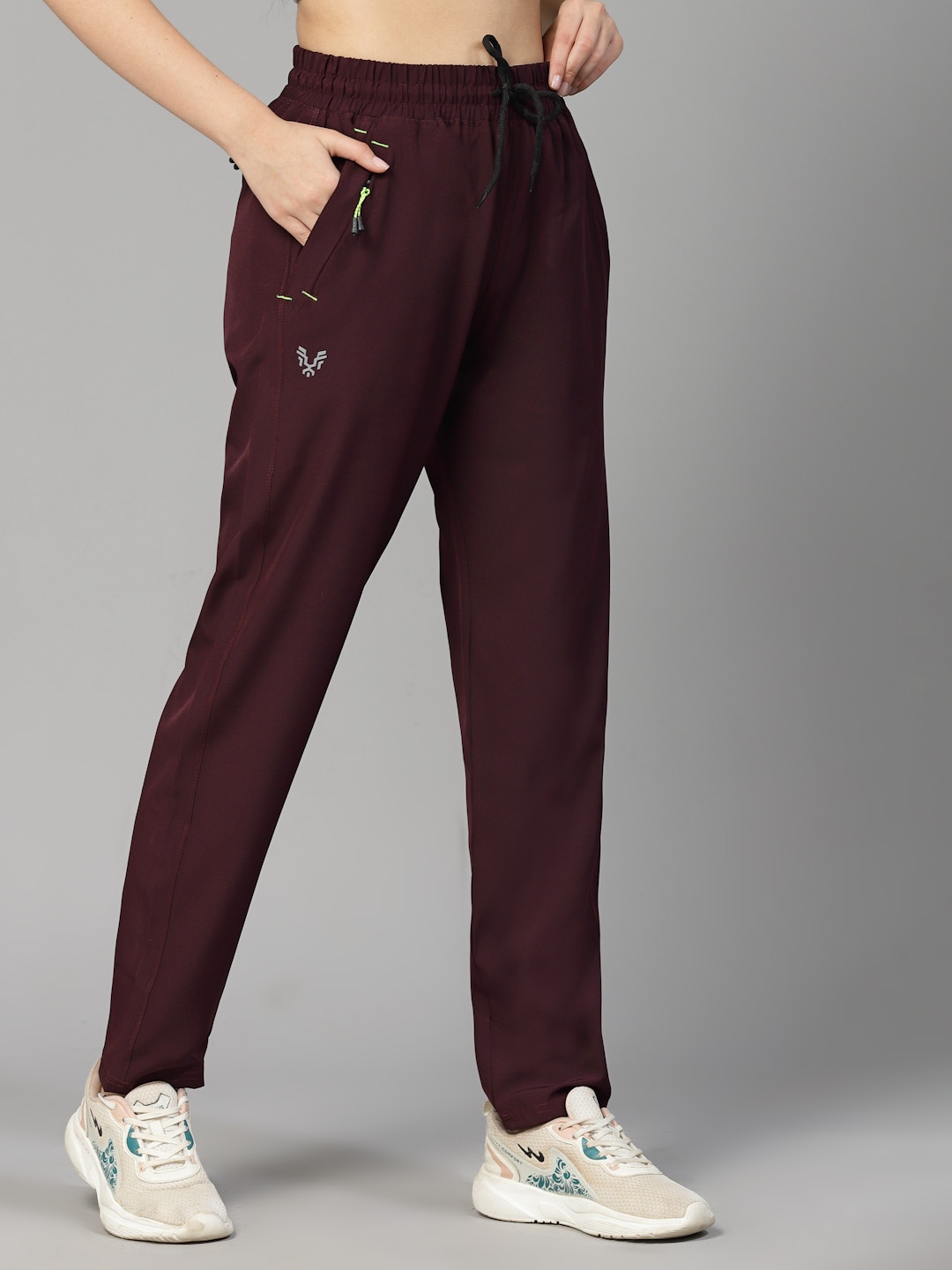 

UZARUS Women Mid-Rise Track Pants, Burgundy