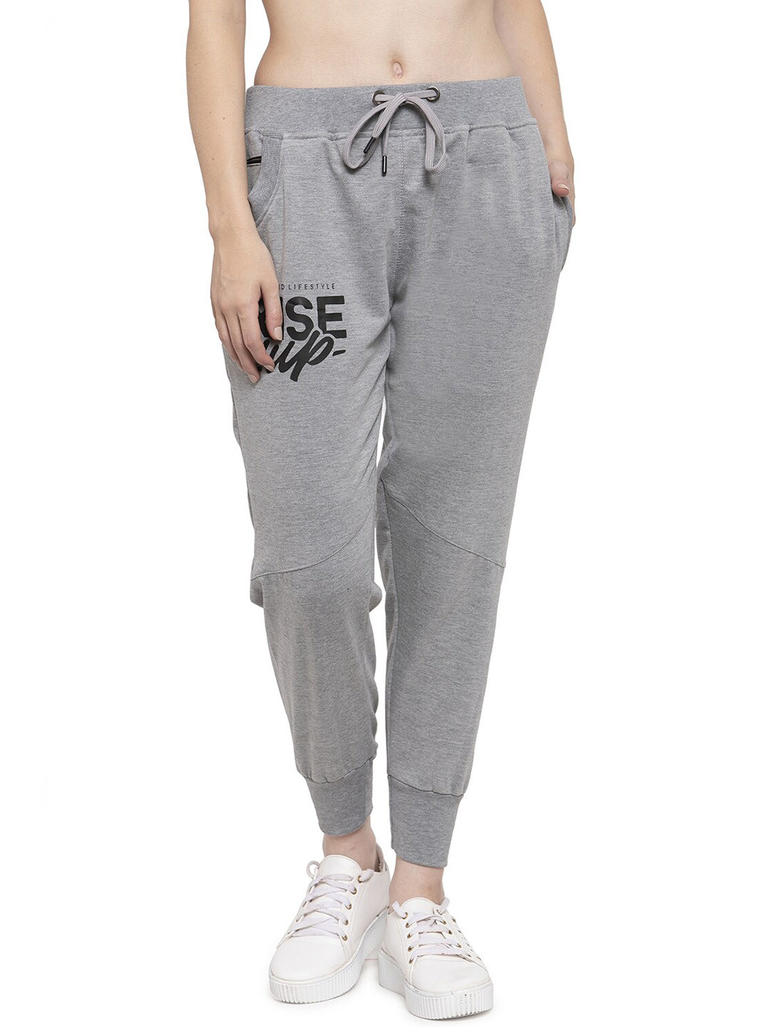 

UZARUS Women Mid-Rise Cotton Joggers, Grey