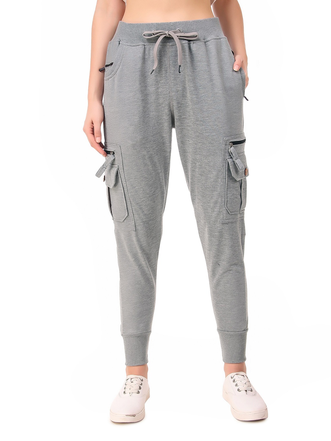 

UZARUS Women Mid-Rise Cotton Joggers, Grey