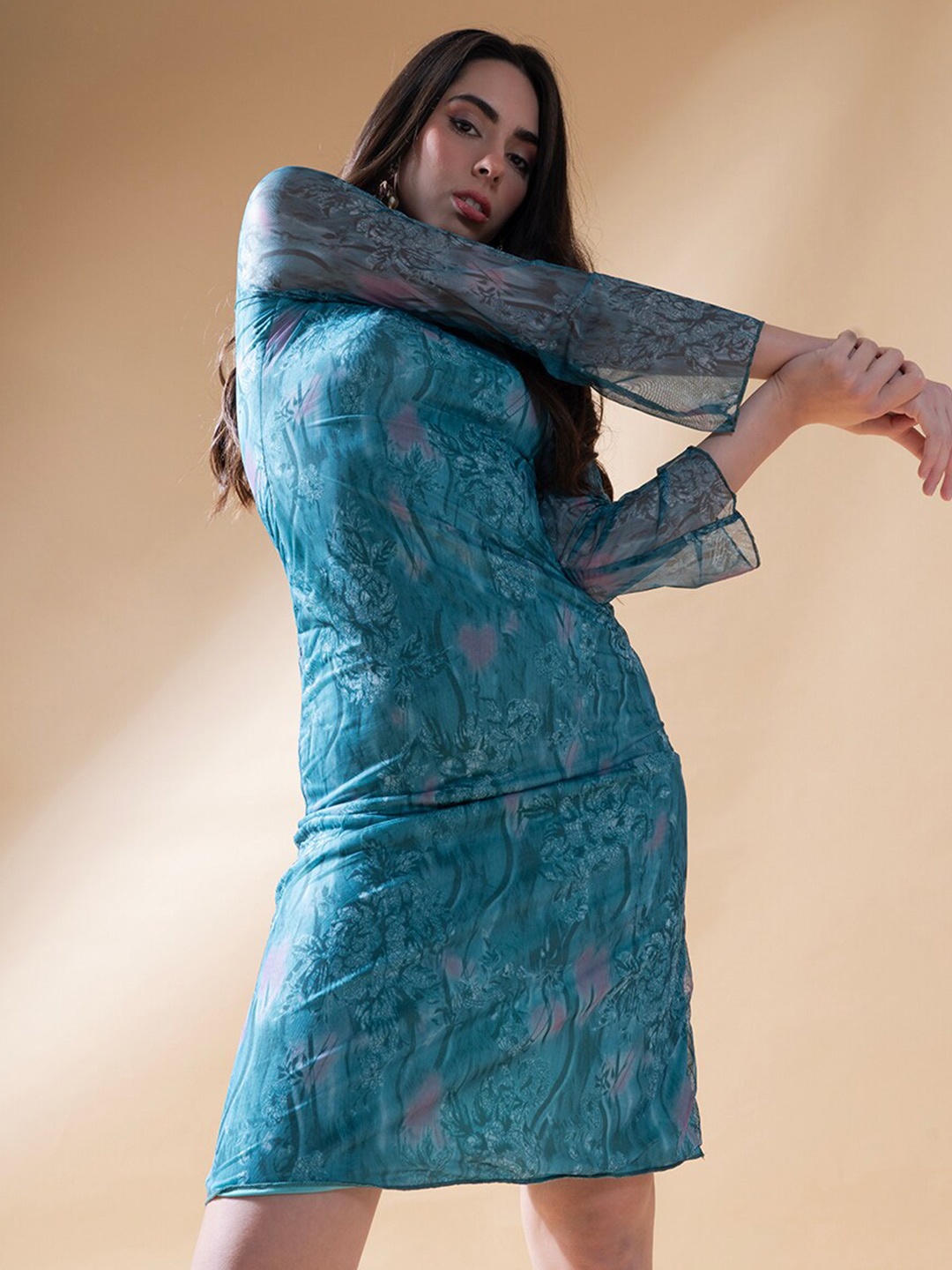 

Stylecast X Hersheinbox Printed High Neck Sheath Dress, Blue