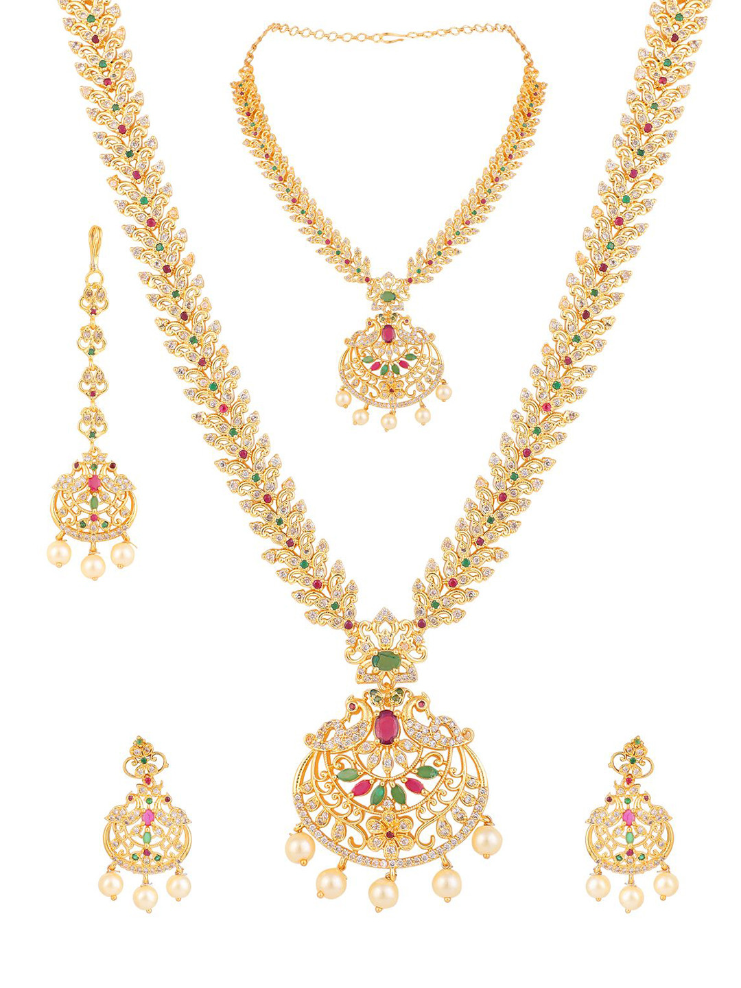 

SATJEWEL Gold Plated Stone Studded Jewellery Set