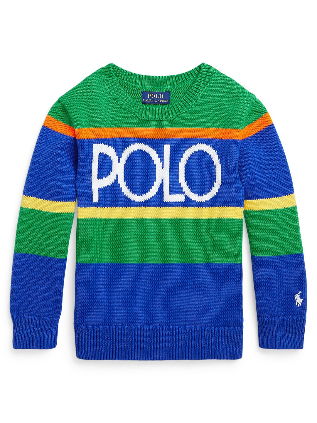 

Polo Ralph Lauren Boys Colourblocked Cotton Pullover Sweater, Blue