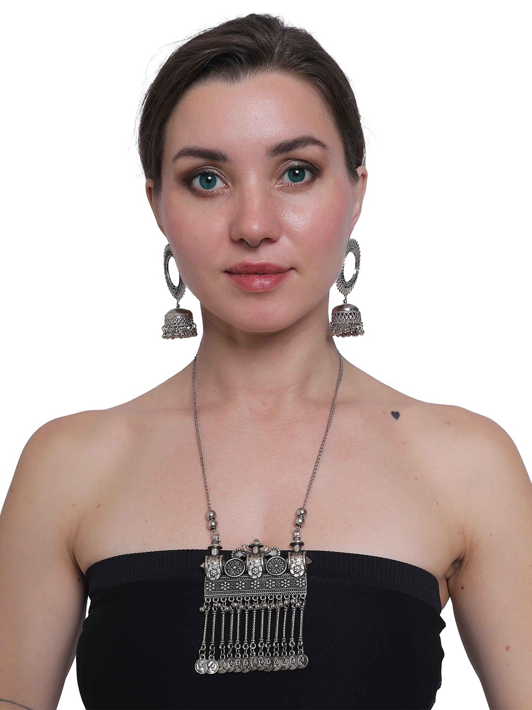 

PRASUB Silver-Plated Beaded Jewellery Set