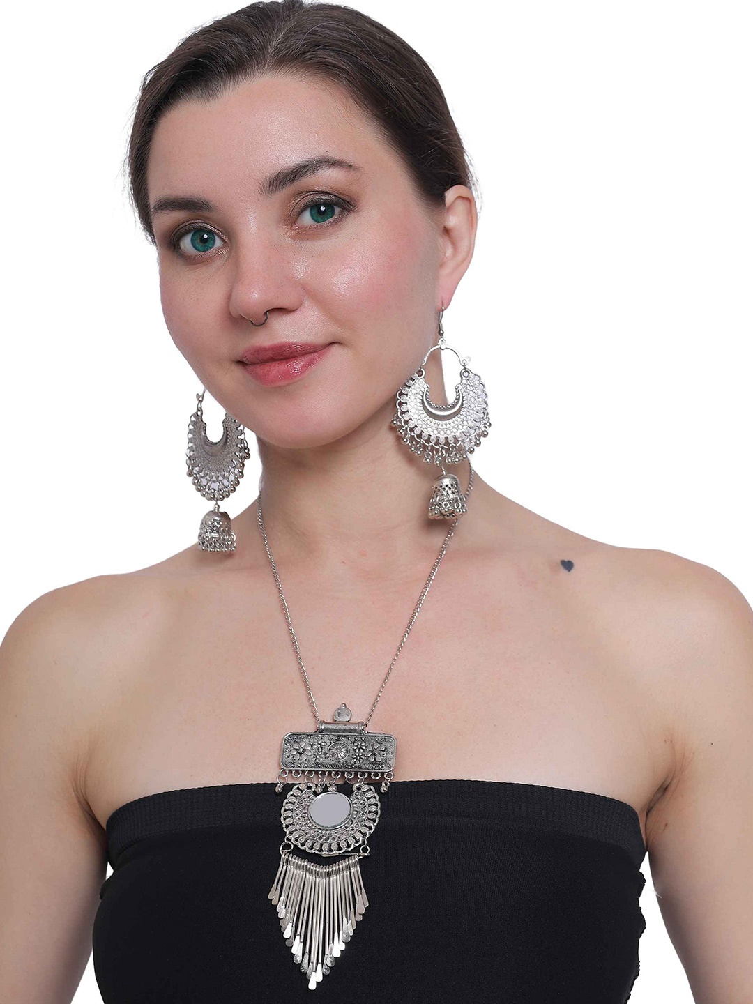 

PRASUB Silver-Plated Beaded Jewellery Set