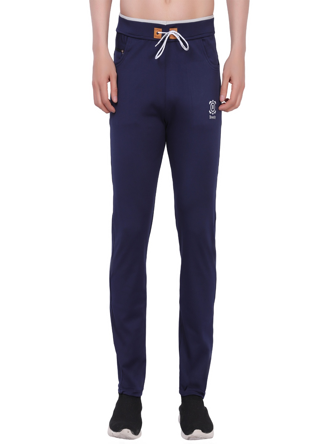 

Breezly Men Mid-Rise Dry-Fit Track Pant, Navy blue