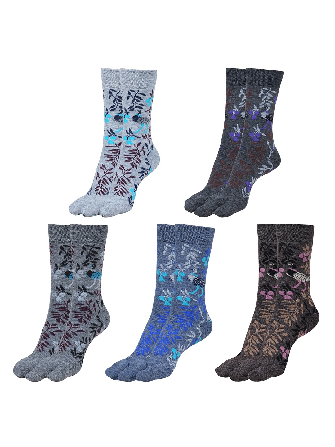 

BAESD Women Pack Of 5 Assorted Patterned Cotton Calf Length Socks