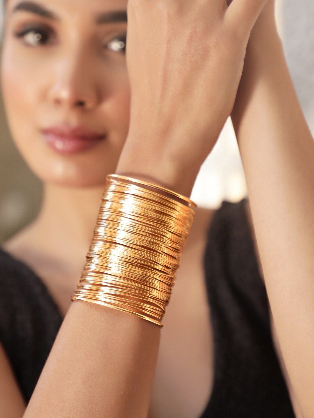 

Rubans 18K Gold Plated Wire Wrapped Cuff Bracelet