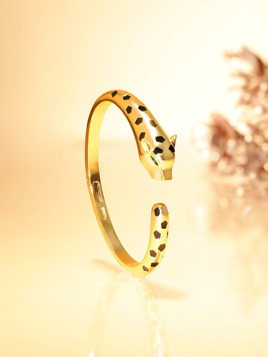 

Rubans Voguish 18K Gold Plated Panther Motif Enamel Detail Bracelet