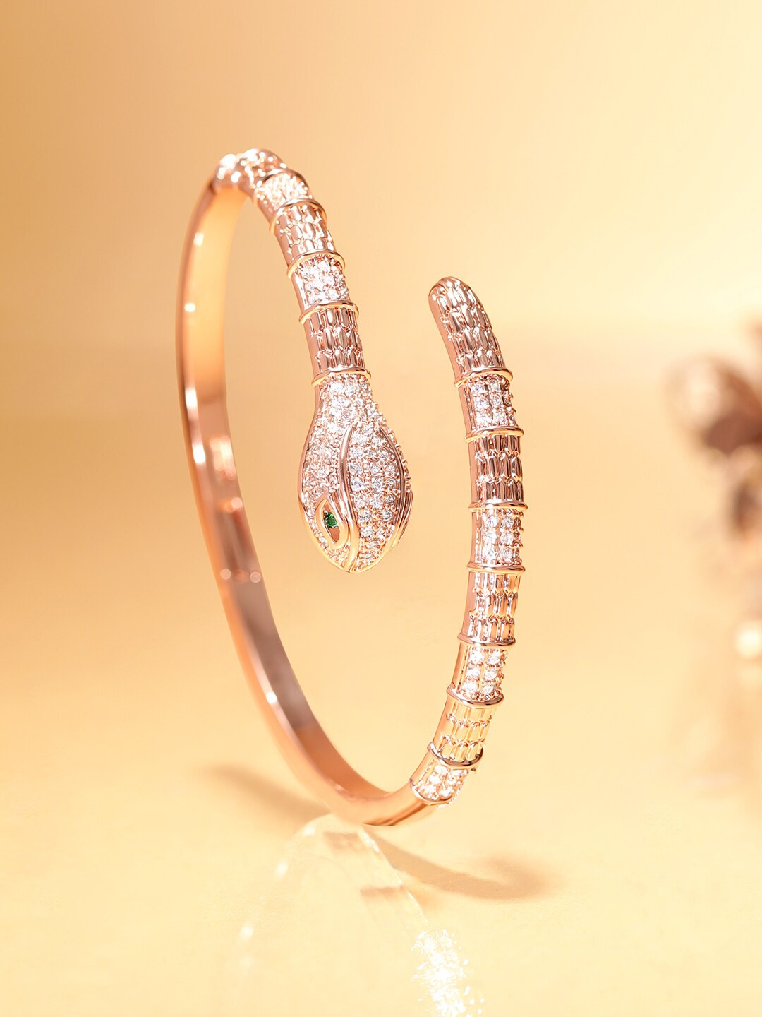 

Rubans Voguish Cubic Zirconia Rose Gold-Plated Kada Bracelet