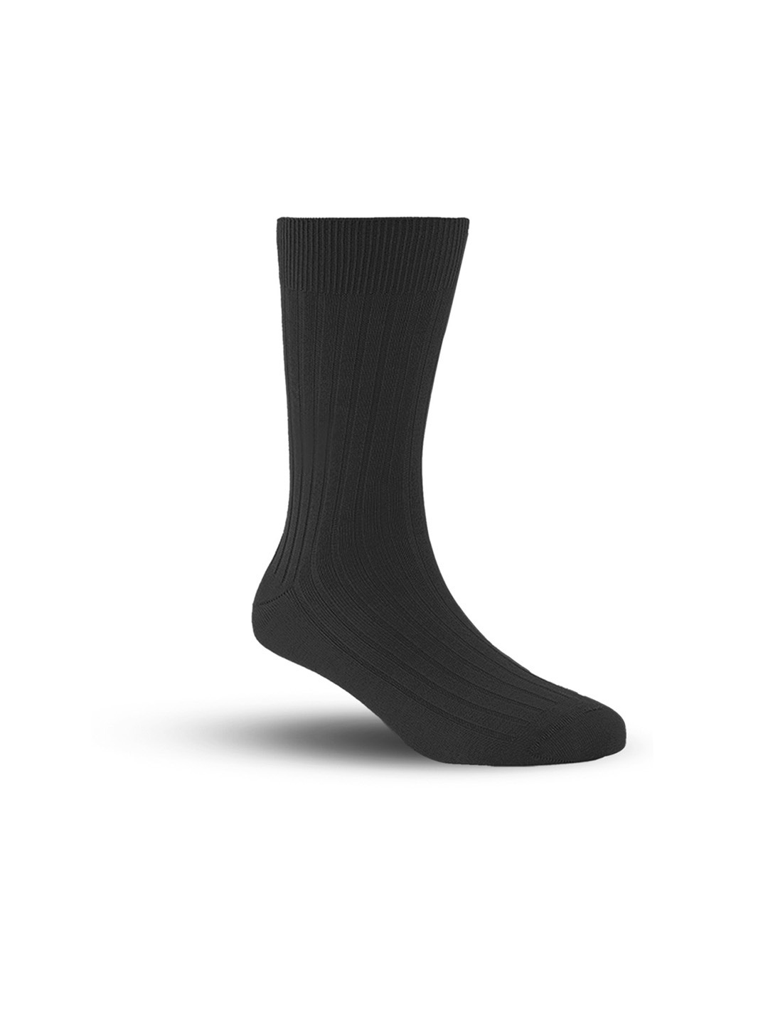 

FOOTPRINT Men Anti Odour Organic Cotton Calf-Length Ribbed Bamboo Socks, Black
