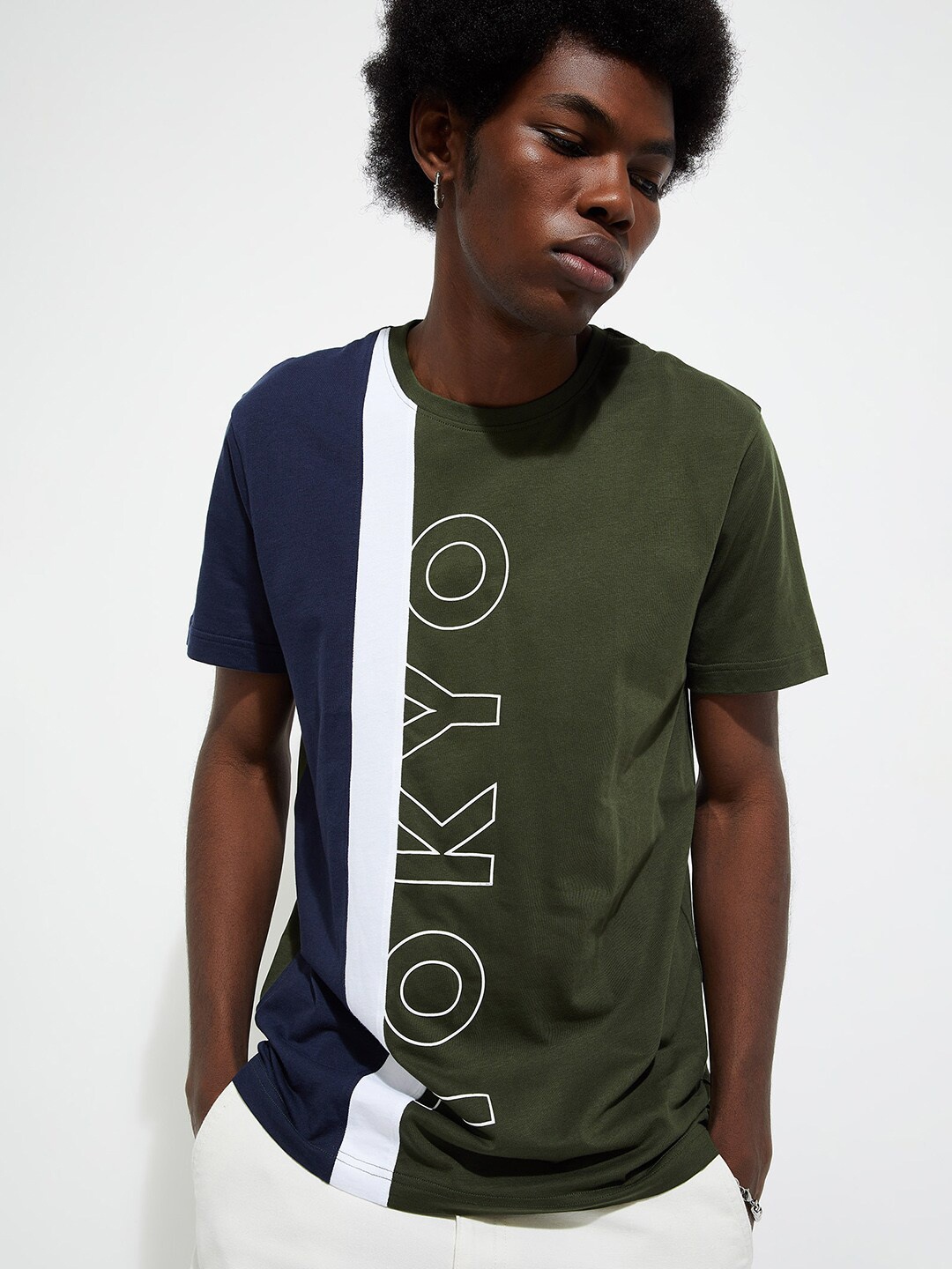 

max URB_N Colourblocked Cotton T-shirt, Green