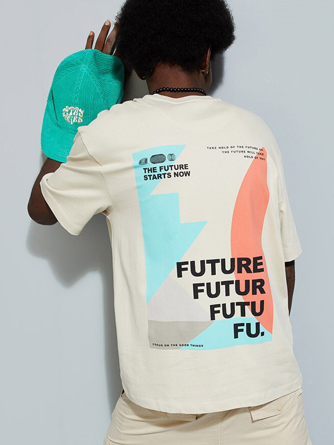 

max URB_N Oversized Back Printed T-shirt, Beige