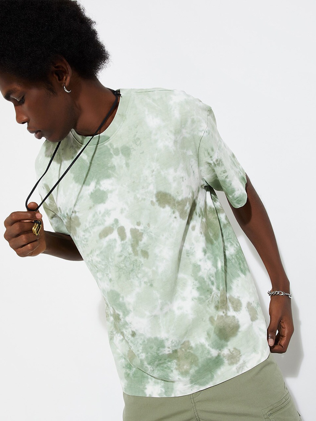 

max URB_N Tie and Dye Cotton T-shirt, Green