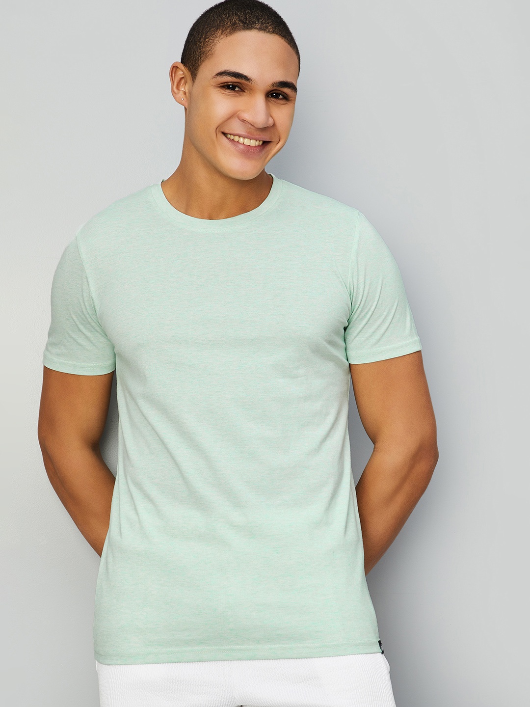 

max Round Neck Short Sleeves Cotton T-shirt, Green