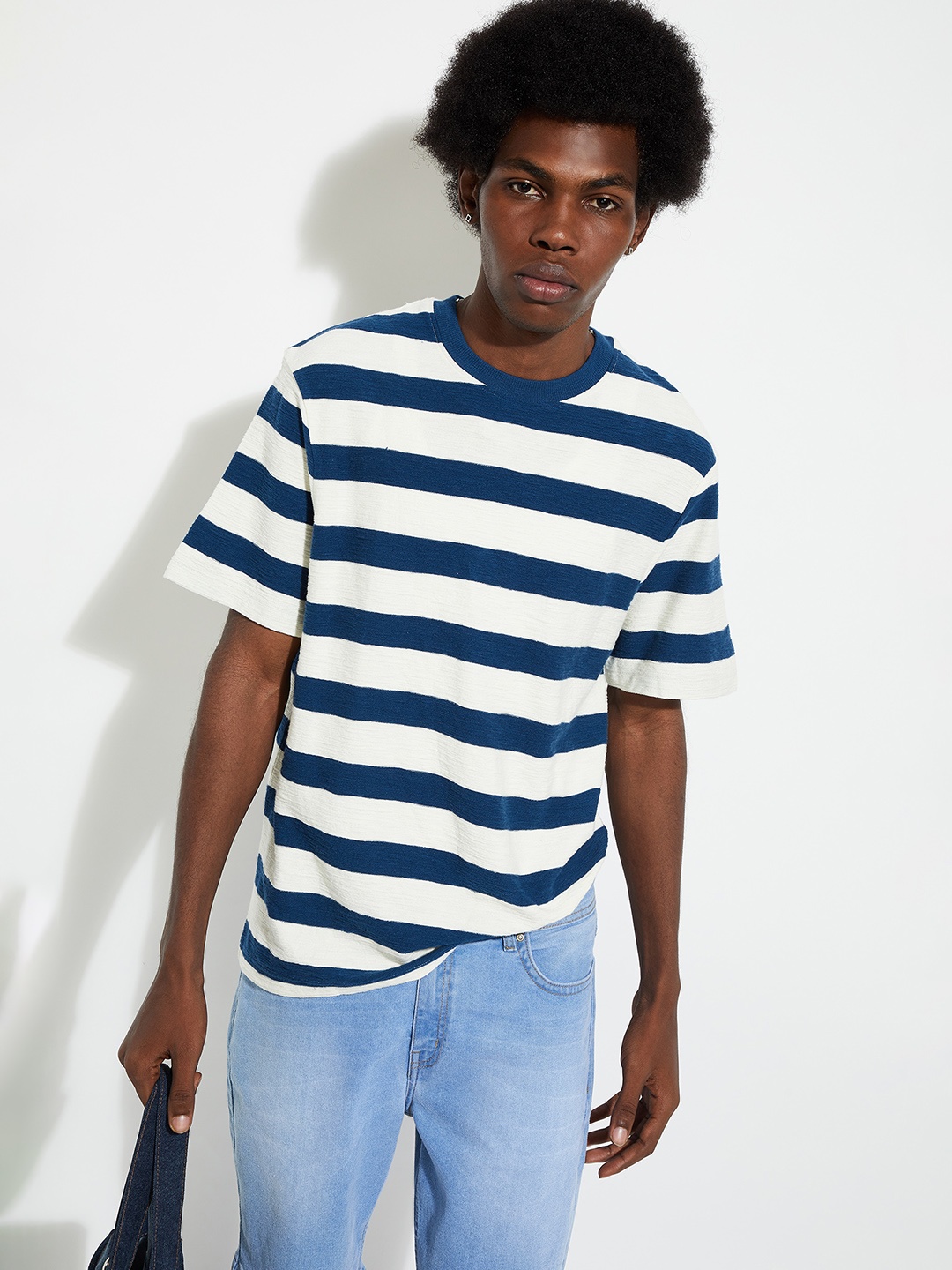 

max URB_N Regular Fit Striped T-shirt, Blue