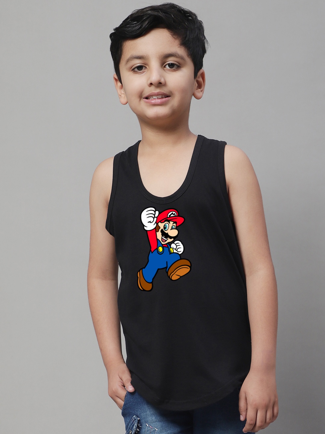 

Friskers Boys Super Mario Printed Pure Cotton Innerwear Vest KDC589-01-2-3Y, Black