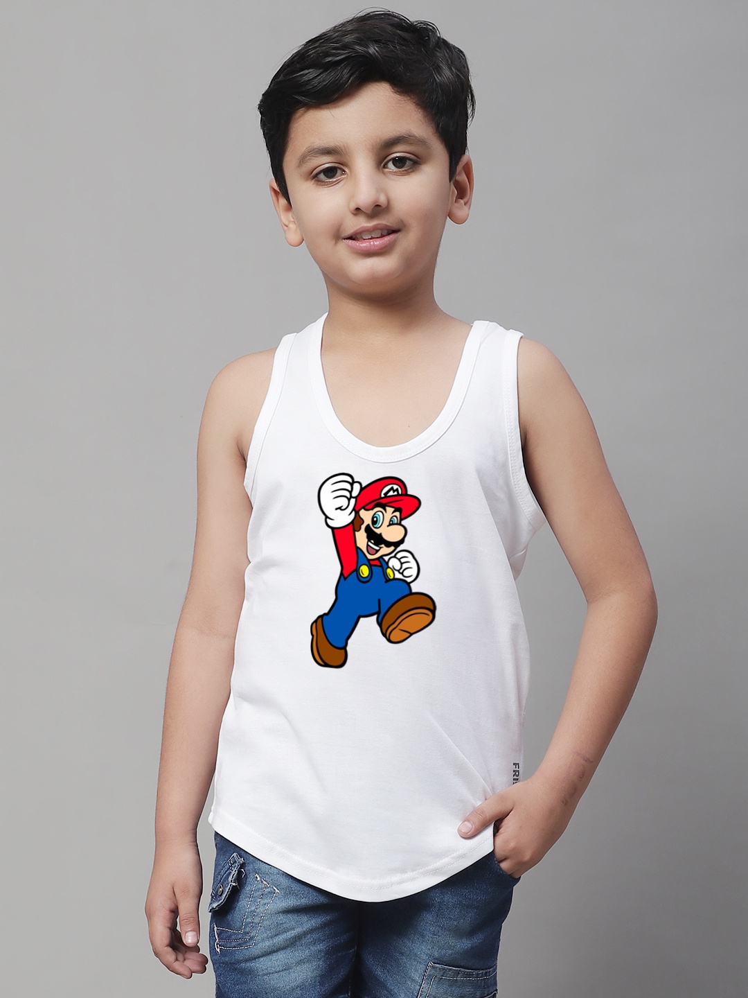 

Friskers Boys Super Mario Printed Pure Cotton Innerwear Vest KDC589-02-2-3Y, White