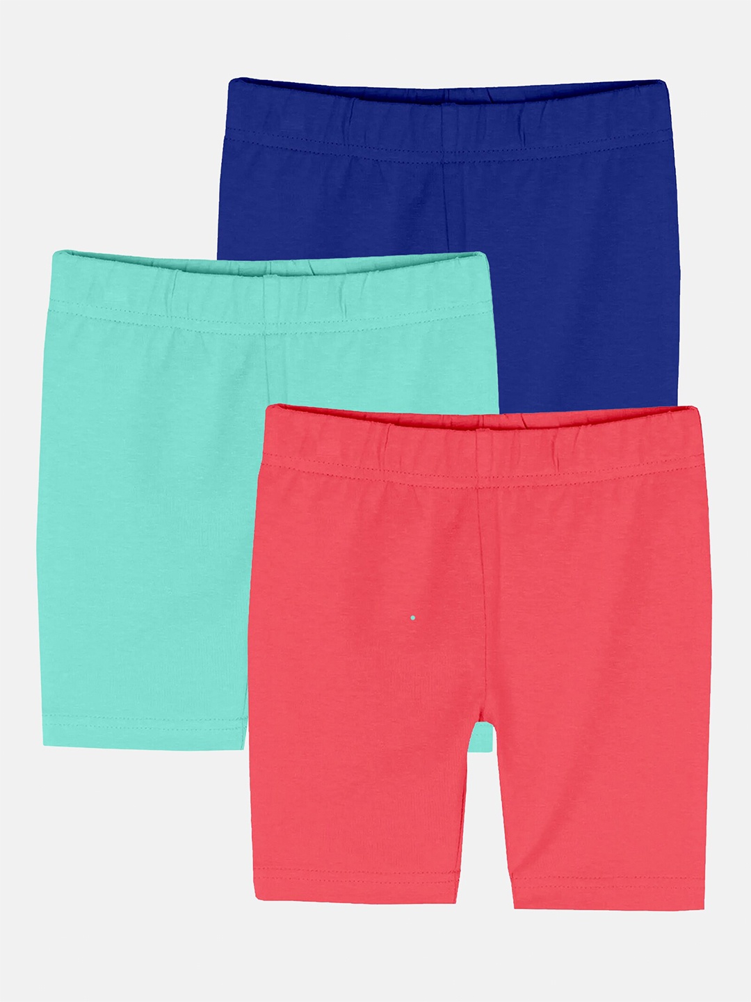 

KiddoPanti Girls Pack Of 3 Mid Rise Sports Shorts, Blue