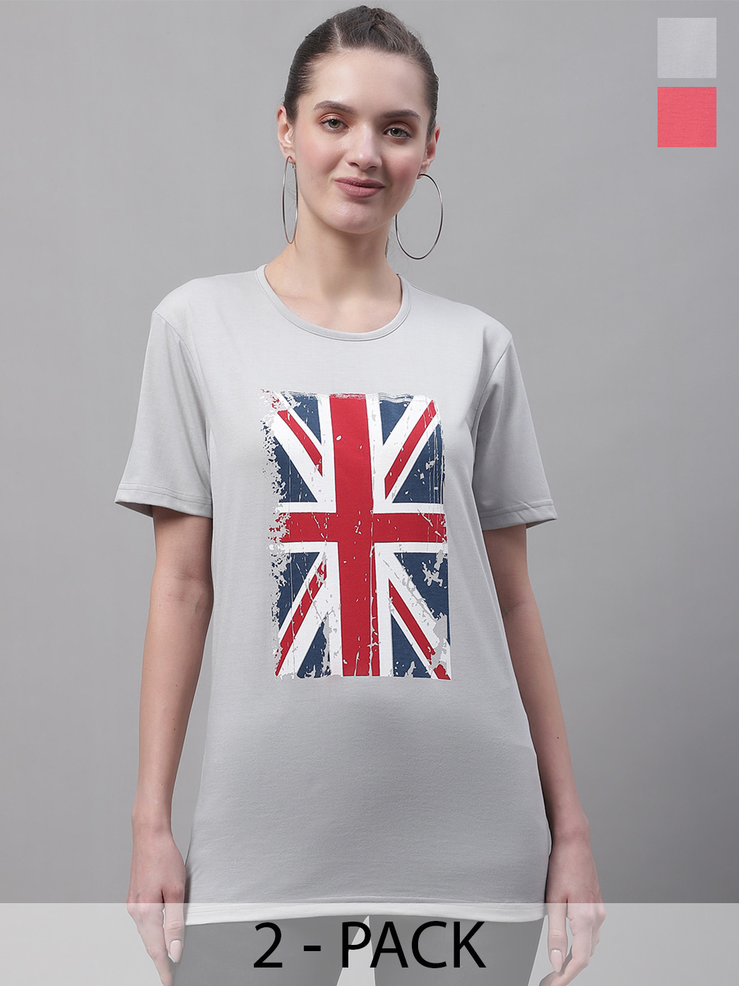 

VIMAL JONNEY Pack of 2 Round Neck Cotton T-shirt, Multi