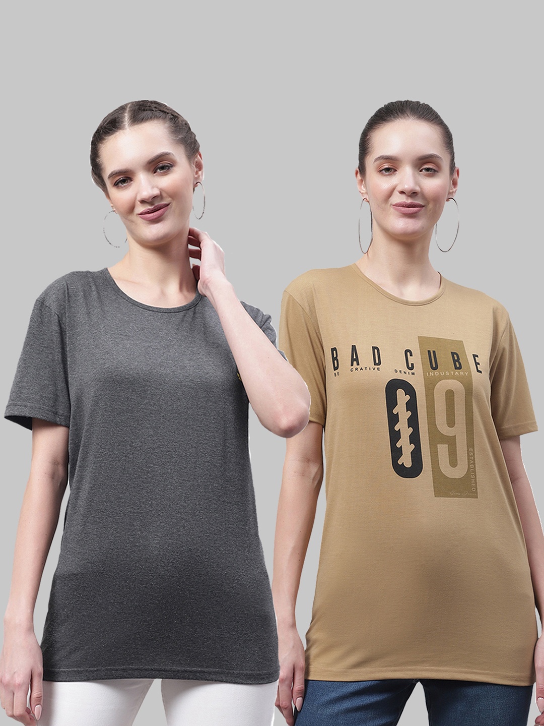 

MACK JONNEY Pack Of 2 Cotton T-shirts, Charcoal