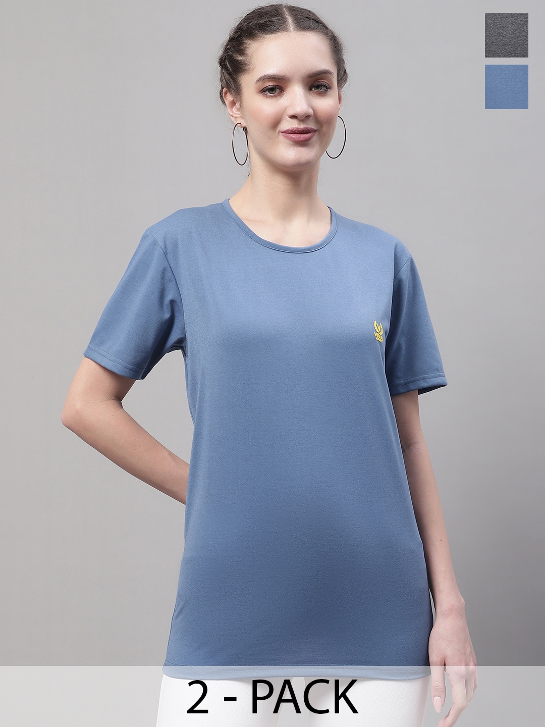 

MACK JONNEY Pack Of 2 Cotton T-shirts, Blue