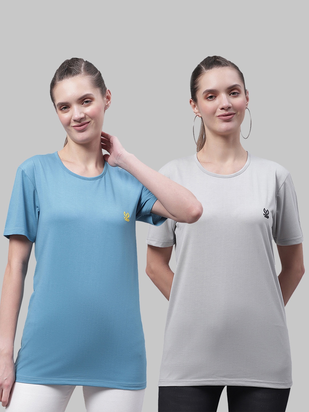 

MACK JONNEY Pack of 2 Round Neck Cotton T-shirts, Blue