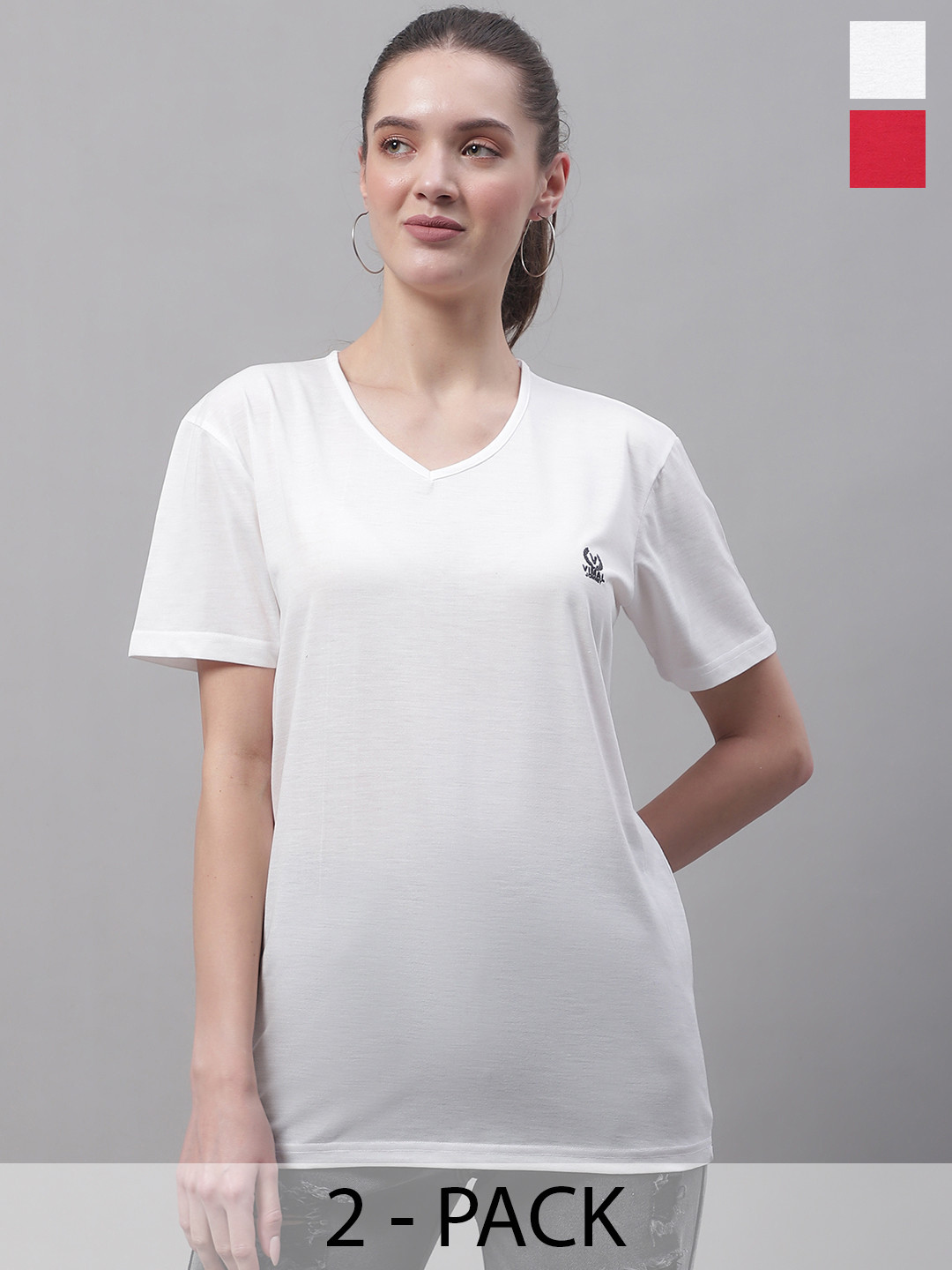 

MACK JONNEY Pack of 2 V-Neck Cotton T-shirts, White