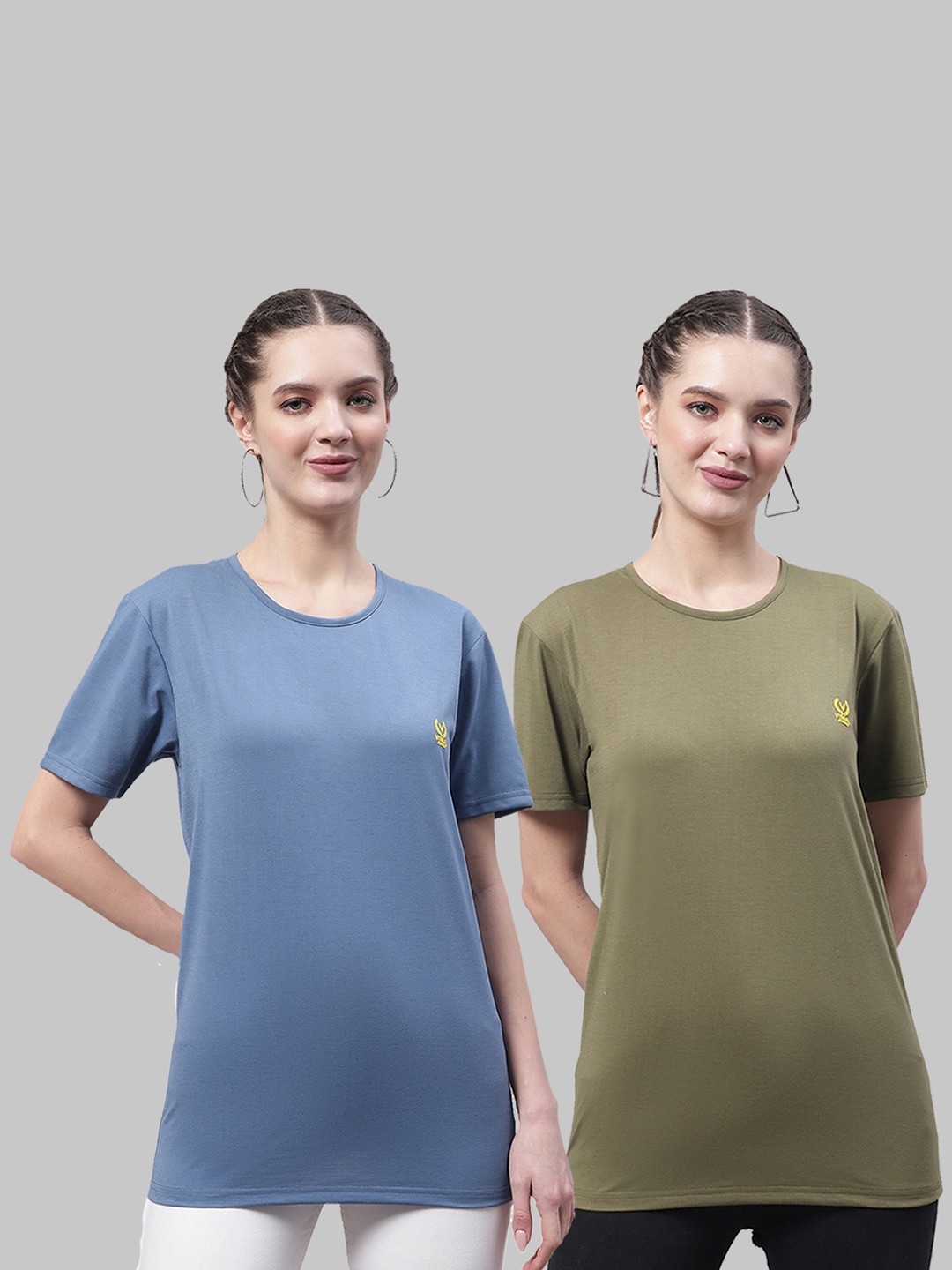 

MACK JONNEY Pack Of 2 Round Neck Cotton T-shirts, Blue