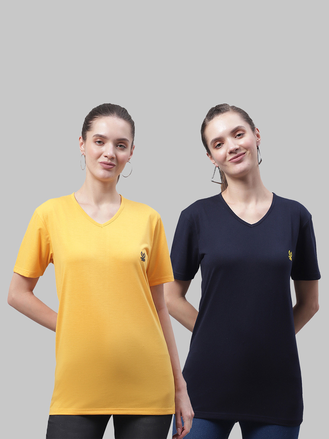 

MACK JONNEY Pack Of 2 V-Neck Cotton T-shirts, Yellow