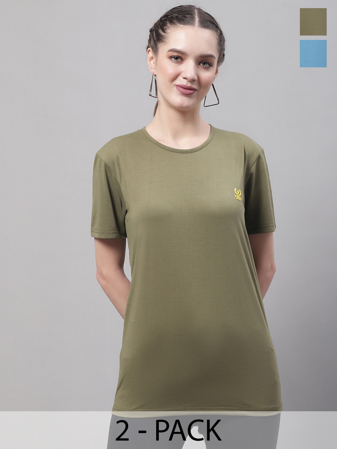 

MACK JONNEY Pack of 2 Drop-Shoulder Sleeves Cotton T-shirt, Olive