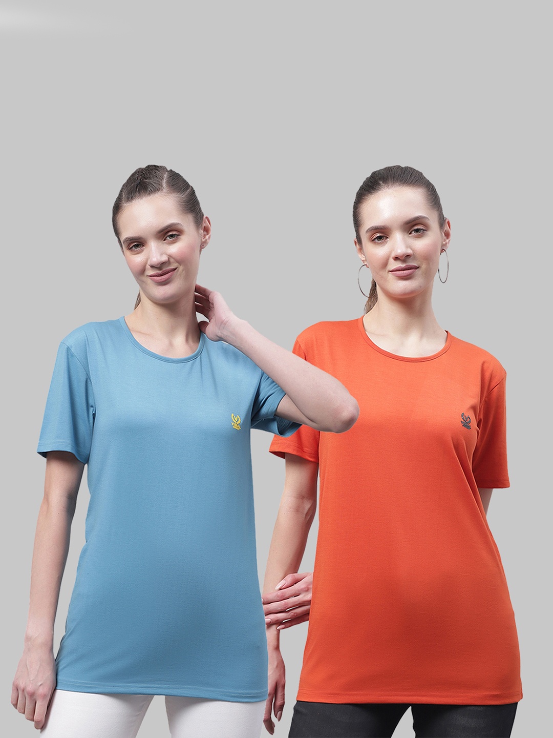 

VIMAL JONNEY Pack of 2 Round Neck Cotton T-shirt, Blue