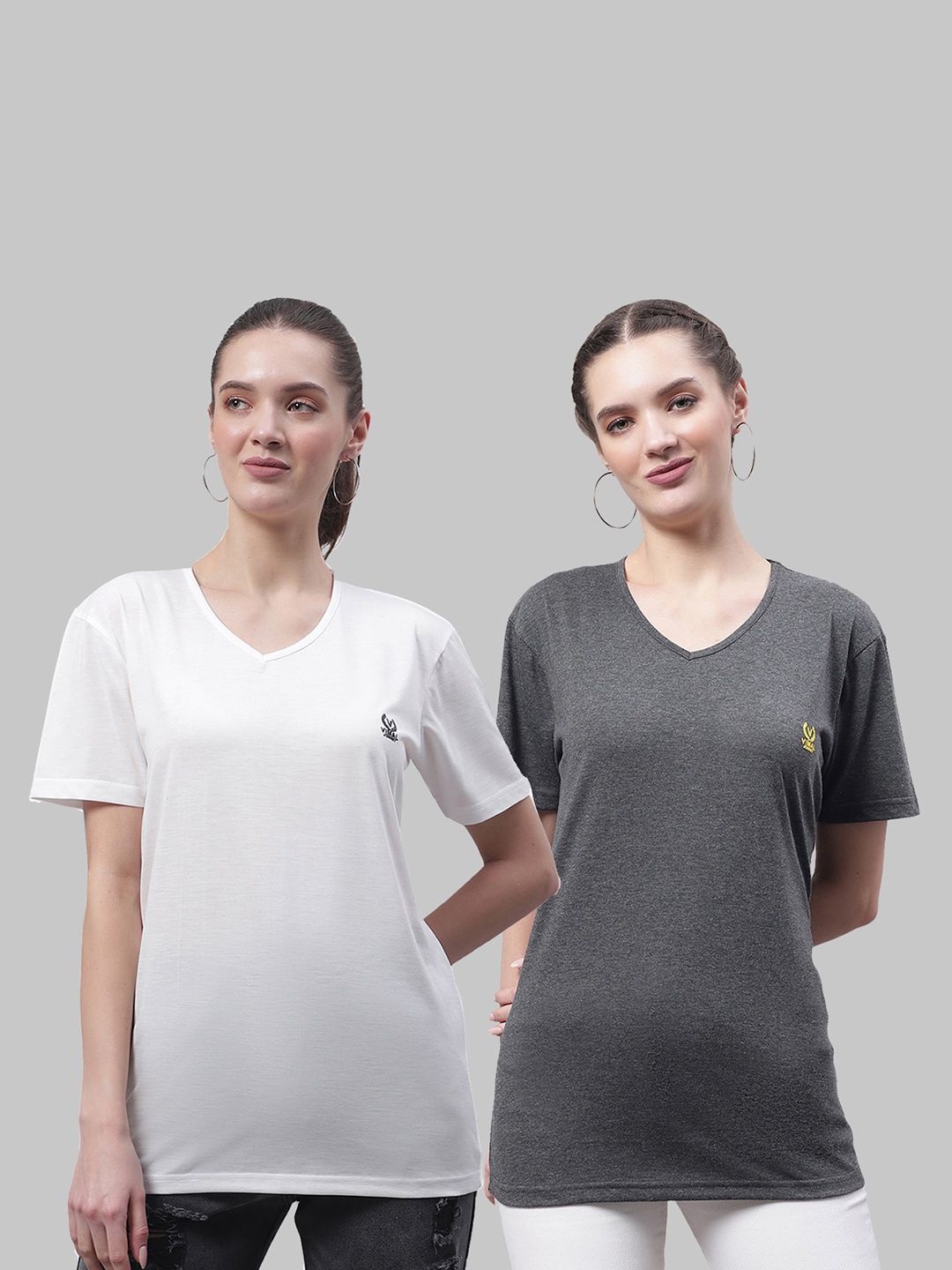 

MACK JONNEY Pack of 2 V- Neck Cotton T-shirt, White