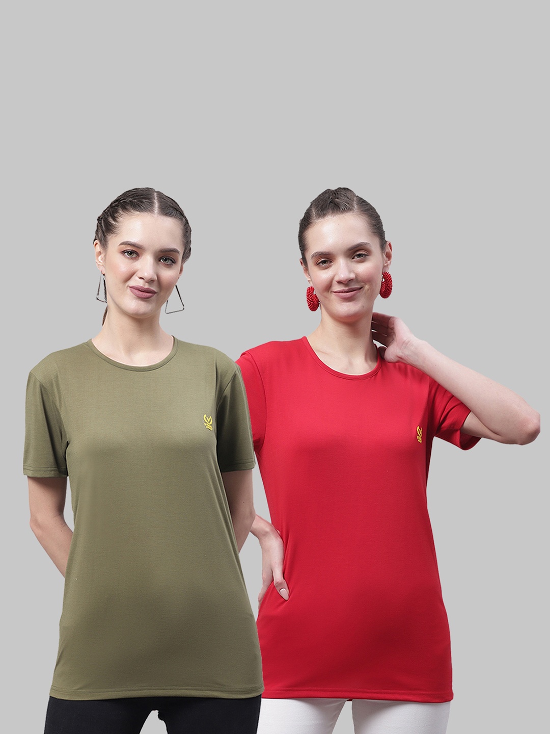 

MACK JONNEY Pack Of 2 Round Neck Cotton T-Shirt, Multi