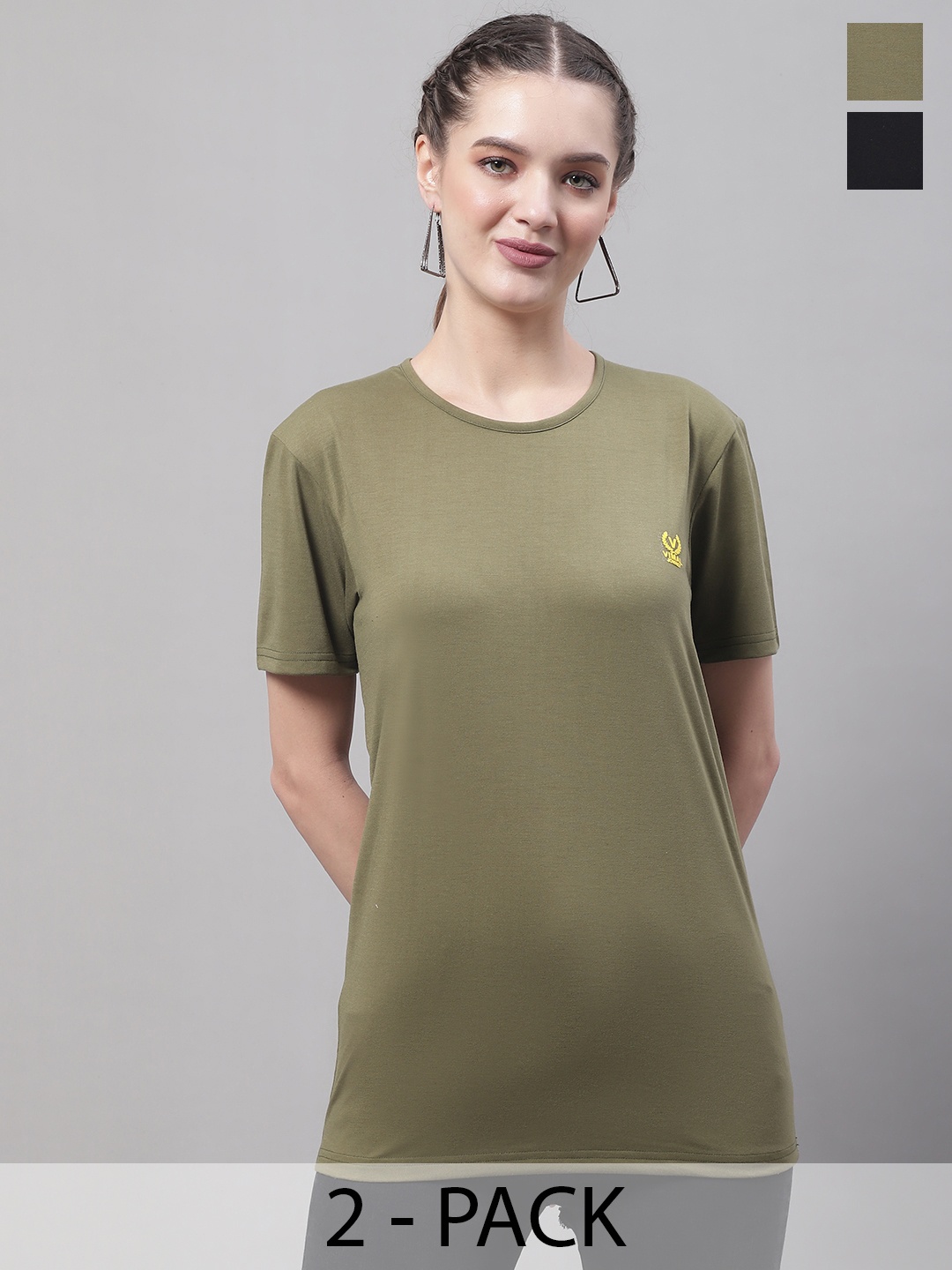 

MACK JONNEY Pack Of 2 Longline Cotton T-shirts, Olive