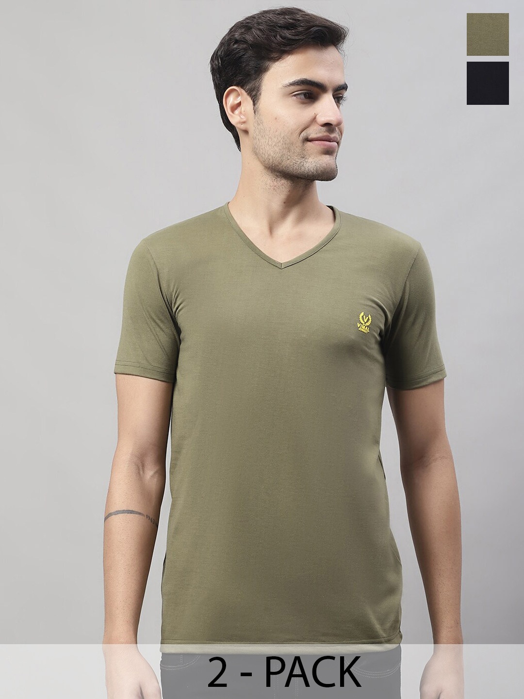 

MACK JONNEY Pack Of 2 Short Sleeves Cotton T-shirt, Olive