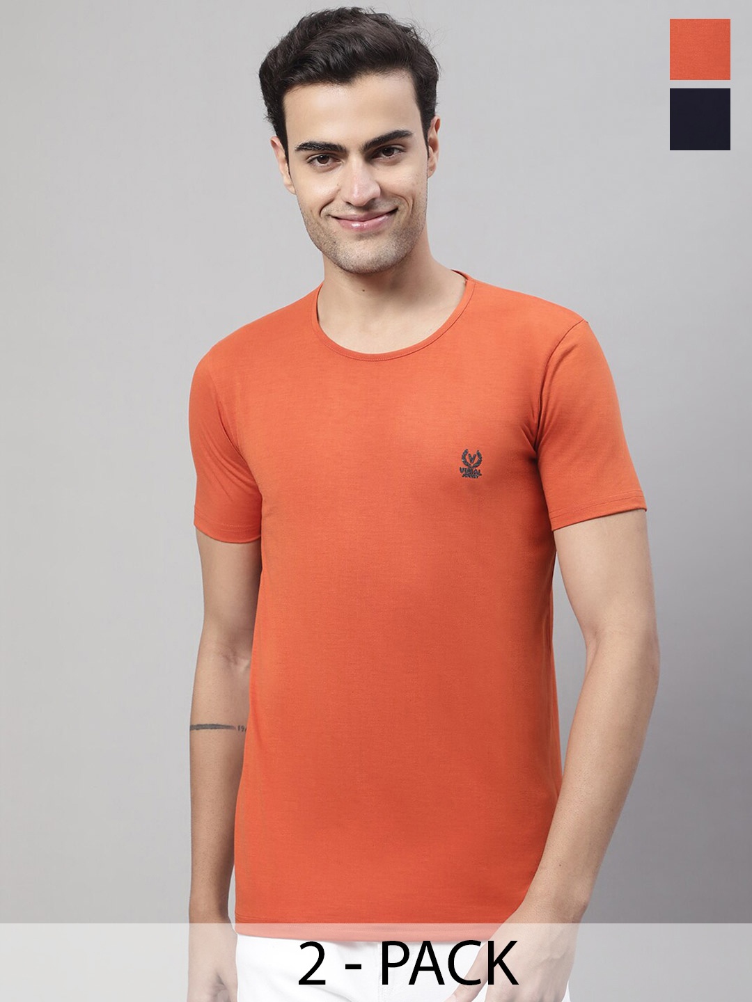 

MACK JONNEY Pack Of 2 Cotton T-shirts, Orange