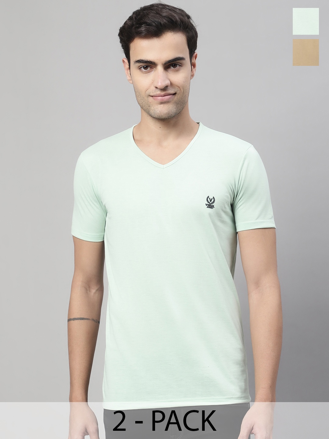 

MACK JONNEY Pack Of 2 Cotton T-shirts, Green
