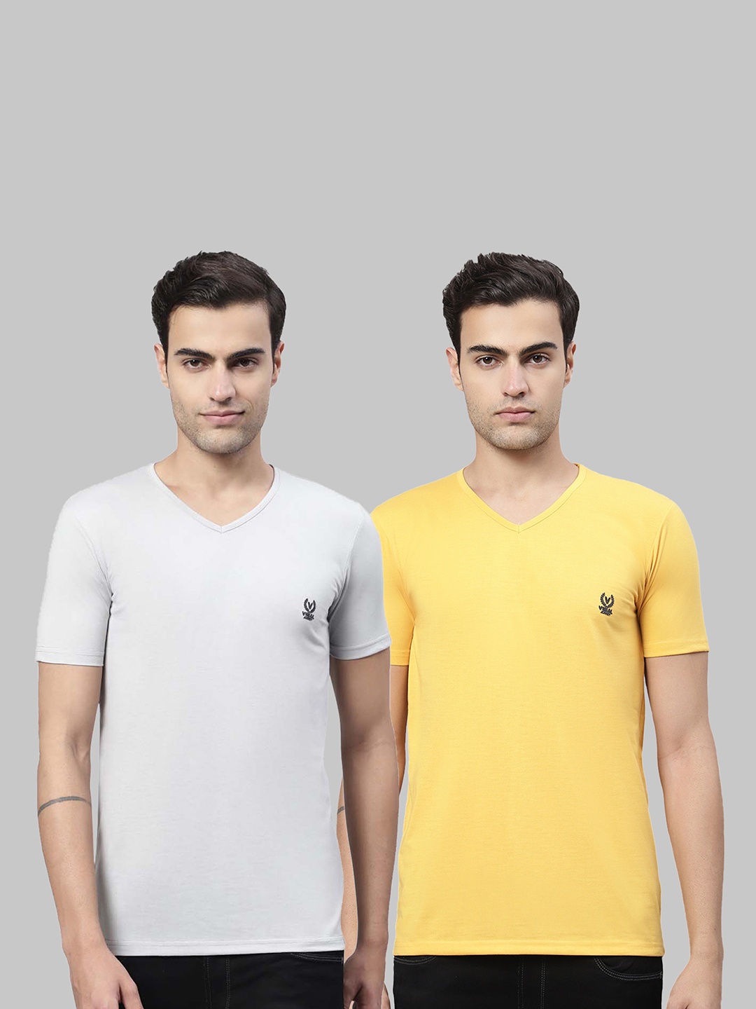 

VIMAL JONNEY Pack Of 2 V-Neck Cotton Casual T-shirt, Grey