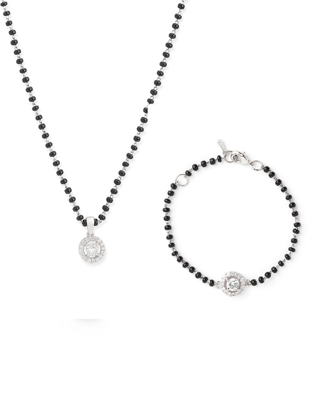 

MINUTIAE Silver-Plated Crystal-Studded & Beaded Jewellery Set