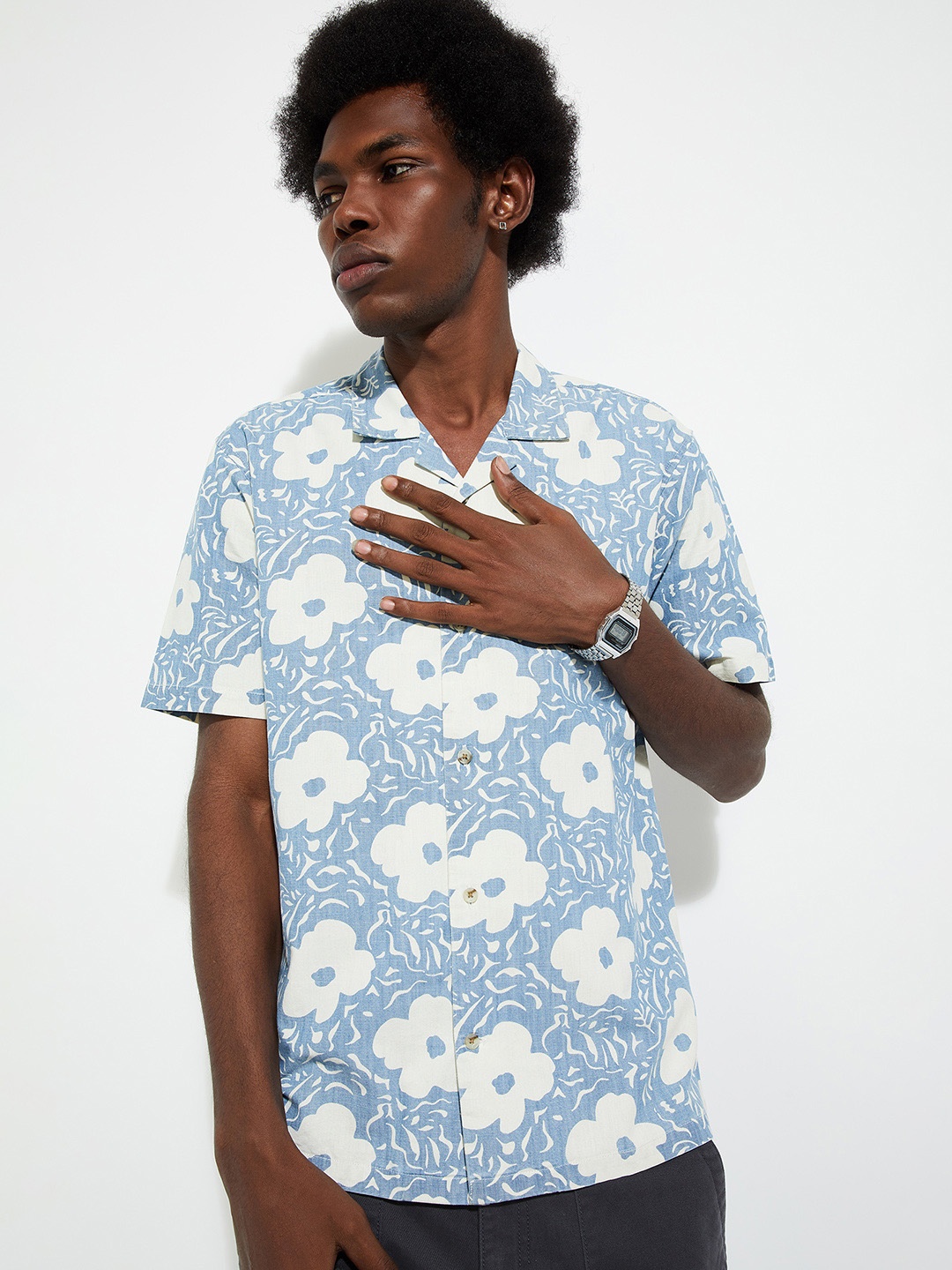 

max URB_N Regular Fit Printed Resort Shirt, Blue