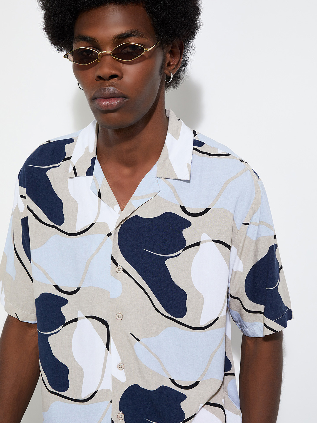 

max URB_N Printed Casual Shirt, Beige